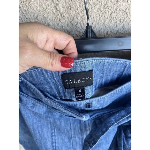 Talbots Tie Waist Linen Blend Shorts - Size 6 - Blue - Picture 11 of 12